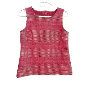 Banana‎ Republic Dark Pink Geometric print Button Up Back Sleeveless Tank Sz SM